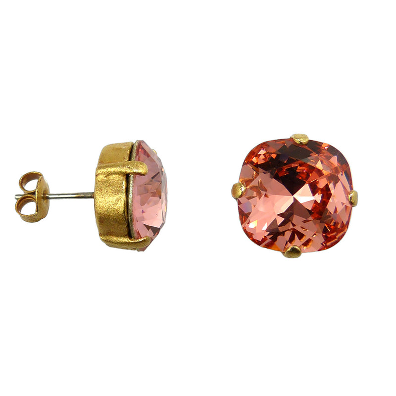 La Vie Parisienne Popesco Swarovski Gold Stud Earrings Peach 6556PG - ILoveThatGift