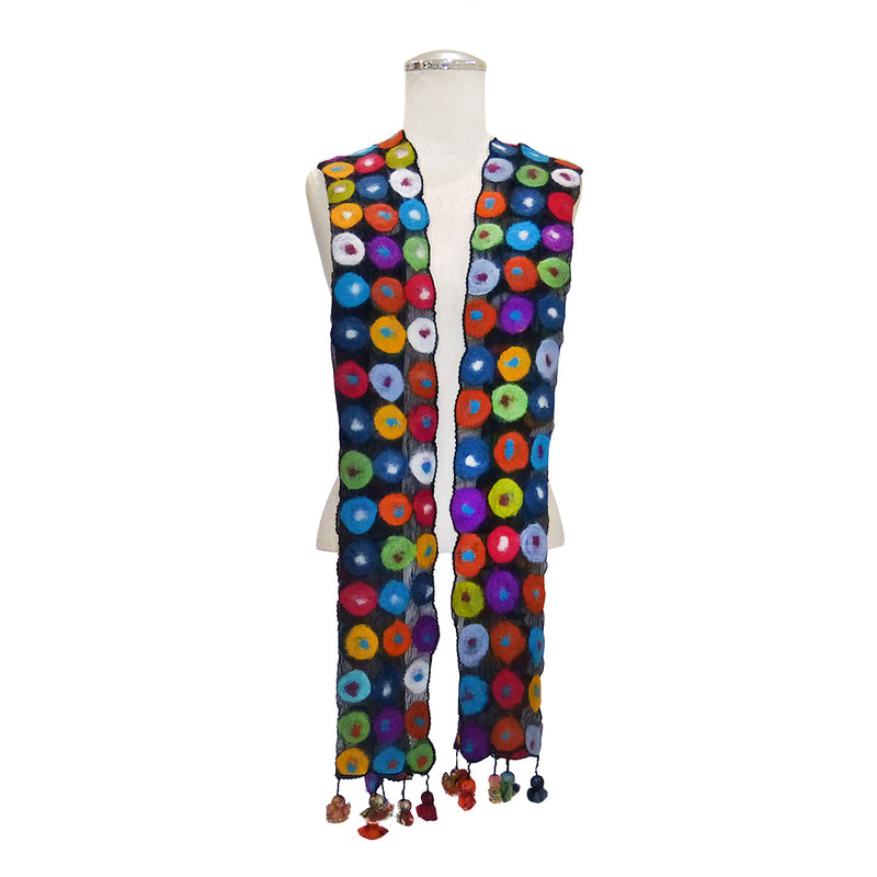 Handmade felted scarf pomegranate moon polka dot
