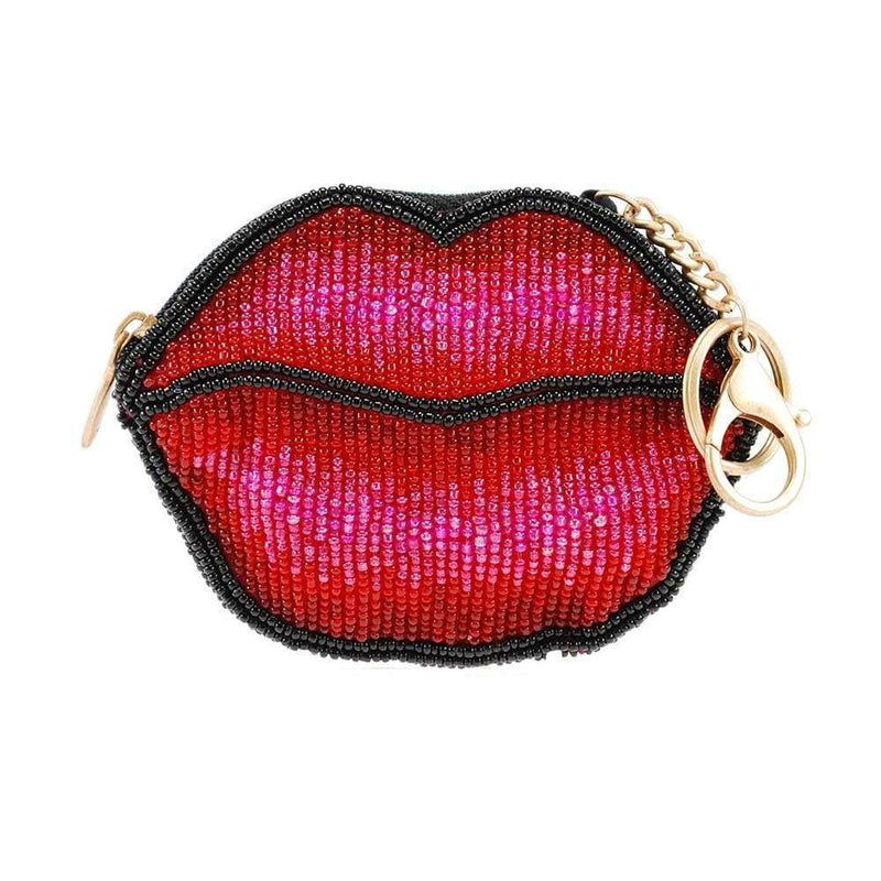 Mary Frances Pucker Up Beaded Lips Coin Purse/Key Fob S001-281 - ILoveThatGift