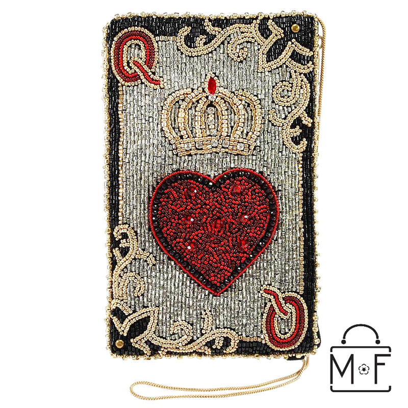 Mary Frances Queen of Hearts Beaded Playing Card Cross Body Phone Bag - ILoveThatGift