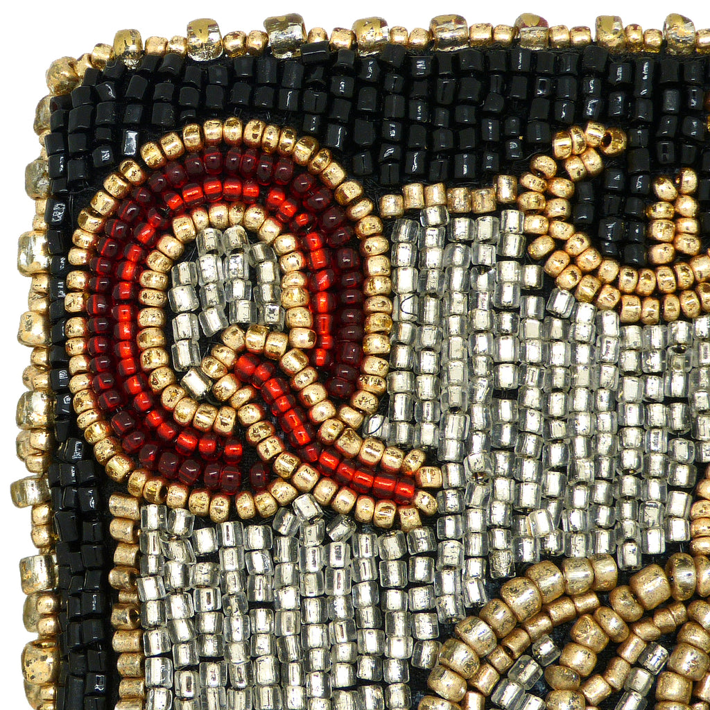 Mary Frances Queen of Hearts Beaded Playing Card Cross Body Phone Bag