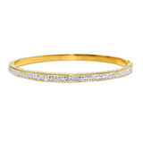High Polished Silver or Gold 1/2 Paved Crystal Hinged Bracelet Designer Inspired - ILoveThatGift