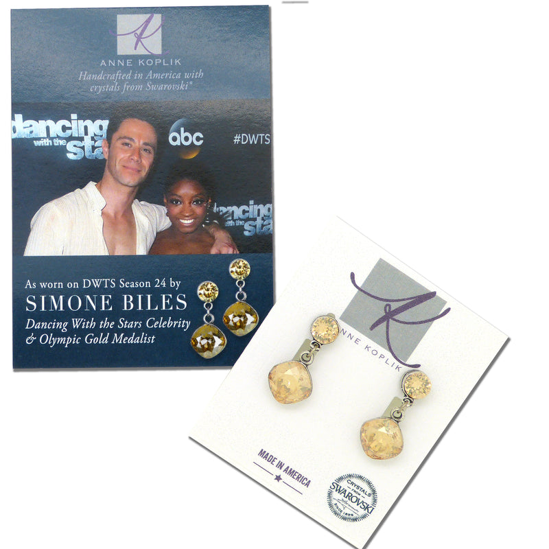 Anne Koplik Golden Shadow with Swarovski Crystal Teardrop Earrings worn DWTS ES8602CGS - ILoveThatGift