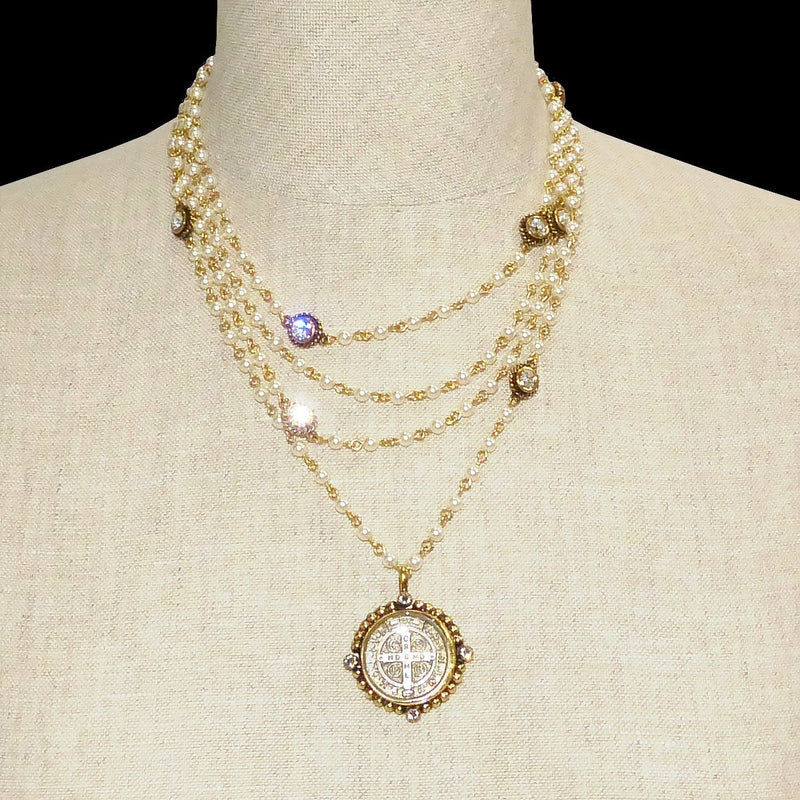 Virgins Saints & Angels San Benito Gold Pearl 4mm Magdalena Necklace - ILoveThatGift