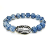 Gigi & Sugar White Pearl Rhinestone Stretch Blue Beads Stretch Bracelet