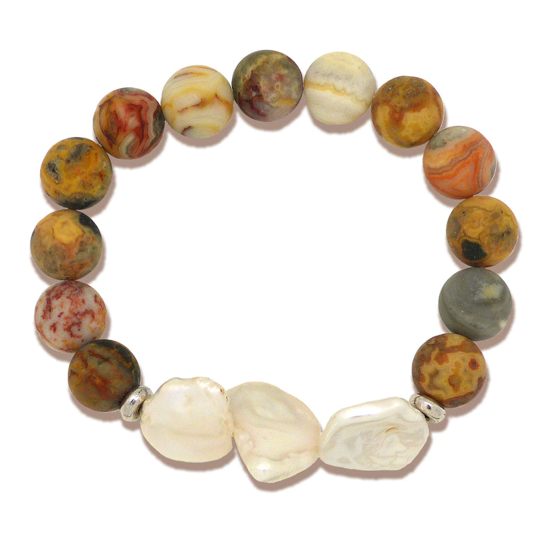 Gigi & Sugar White Keshi Pearl Sophia Stretch Stone Bracelet Moonstobne - ILoveThatGift