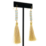 NahMu Light Blue Gold Tassel Dangle  Earrings 608 NWT - ILoveThatGift