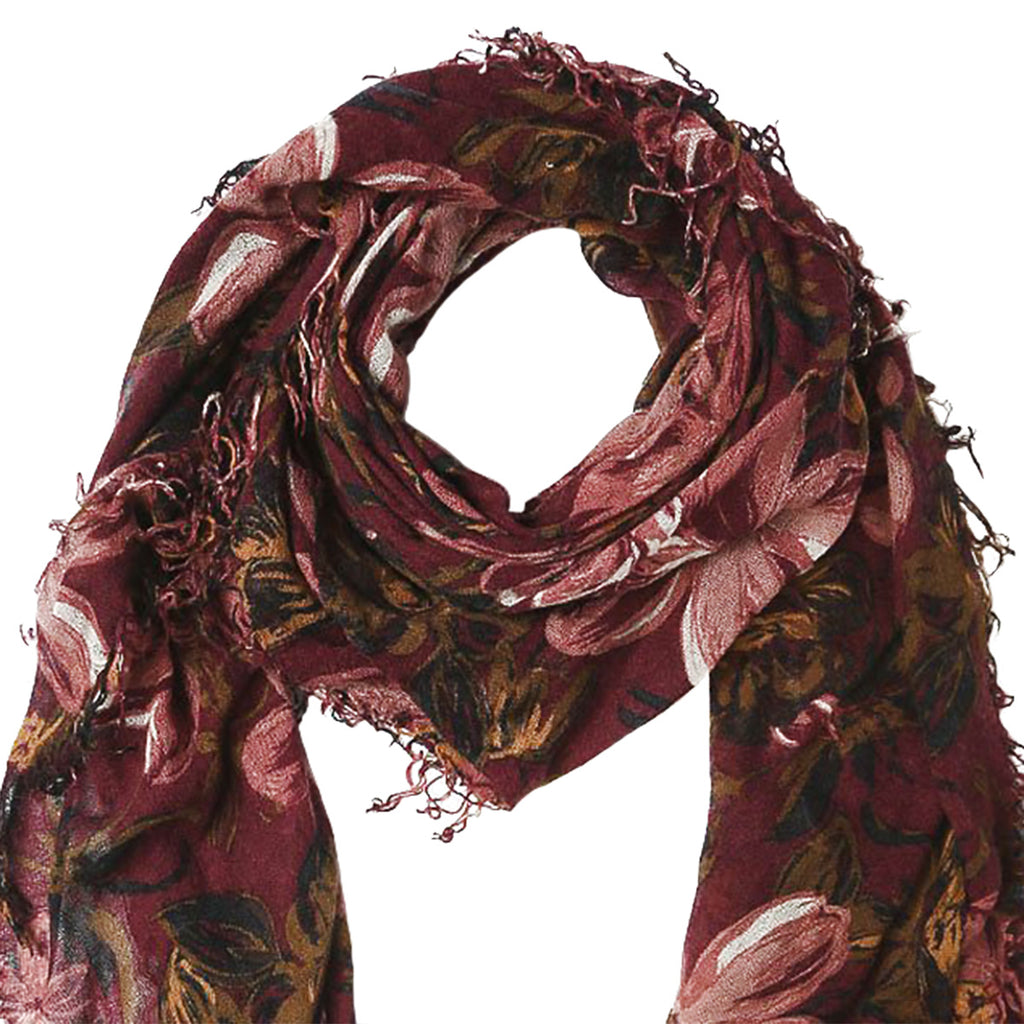 Chan Luu Scarf Soft Cashmere Silk Wrap Tawny Port Painterly Floral - ILoveThatGift