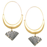 NahMu Oval Hoop Gray Stone Earrings 811 NWT - ILoveThatGift