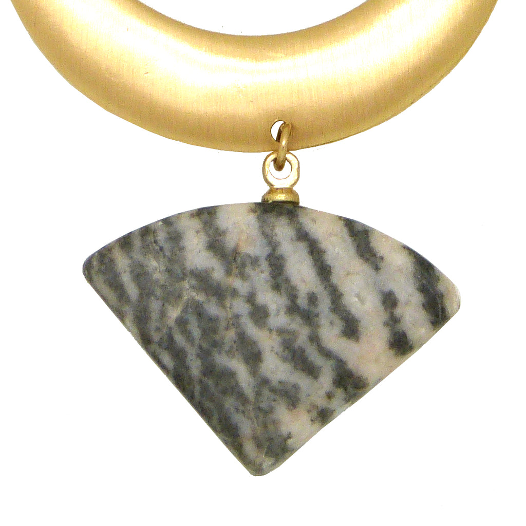 NahMu Oval Hoop Gray Stone Earrings 811 NWT - ILoveThatGift