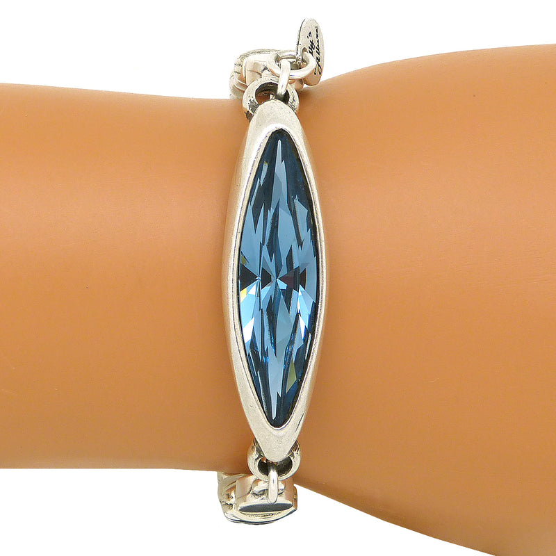 Lilly's Allure Aquamarine Blue Swarovski Crystal Silver Bead Bracelet W176 Wear with Uno de 50 - ILoveThatGift