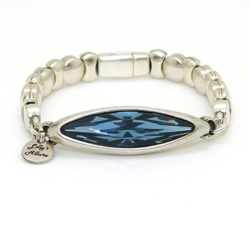 Lilly's Allure Aquamarine Blue Swarovski Crystal Silver Bead Bracelet W176 Wear with Uno de 50 - ILoveThatGift