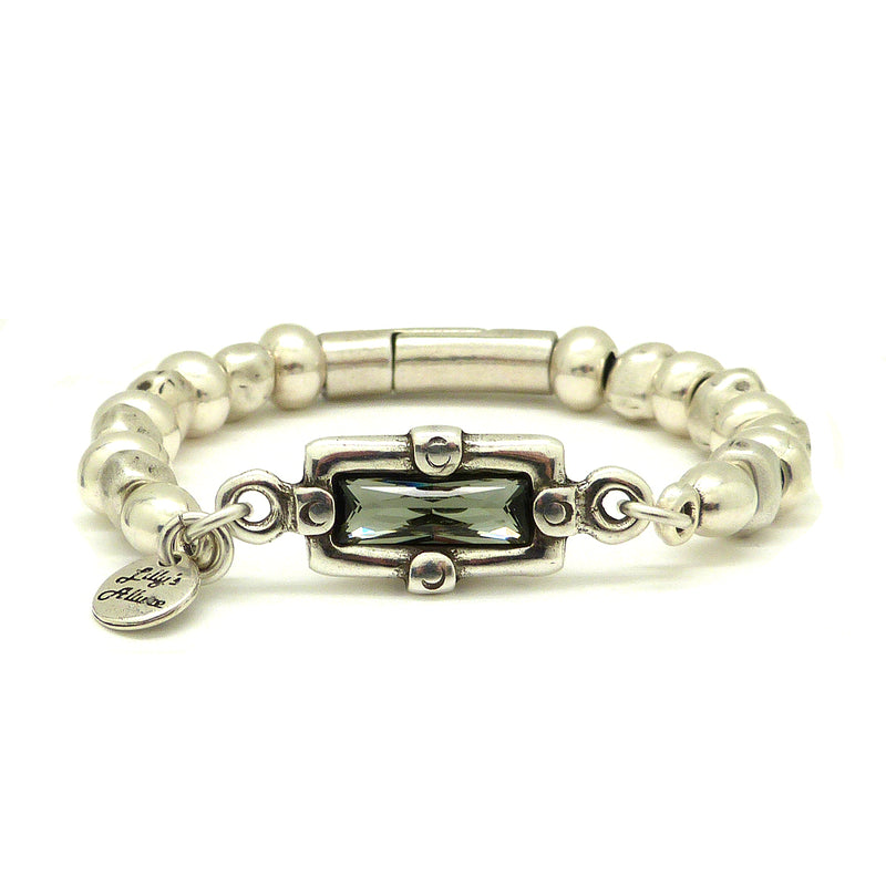 Lilly's Allure Black Swarovski Crystal Silver Bracelet Magnetic W181 Wear with Uno de 50 - ILoveThatGift