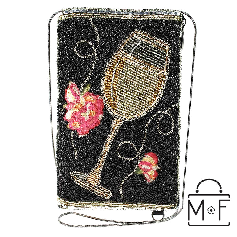 Mary Frances Wine Not? Beaded Cross Body Black Phone Bag - ILoveThatGift