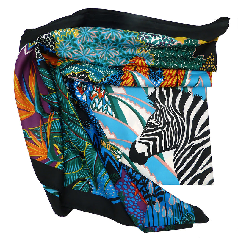 Twill Silk Scarf Women LARGE Zebra Shawls Square Bandana Kerchief Foulards 51" Luxury Brand Look