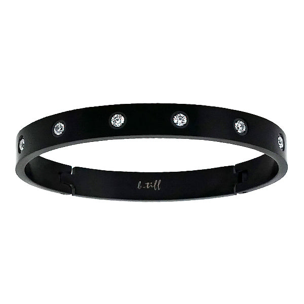 B.Tiff 8 Stone  CZ Crystal Stainless Steel Bangle Bracelet Gold or Black - ILoveThatGift