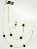 New Round Black Enamel and Rhinestone Circle Necklace & Earring Set by Liza Kim - ILoveThatGift