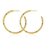 Large 14K Gold Plated Hoop Earrings Ebony & CZ Studs Trades Haim Shahar - ILoveThatGift