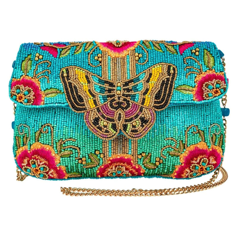 Mary Frances Butterfly Love Crossbody Clutch Crossbody Clutch Handbag Blue Turquoise
