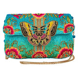 Mary Frances Butterfly Love Crossbody Clutch Crossbody Clutch Handbag Blue Turquoise