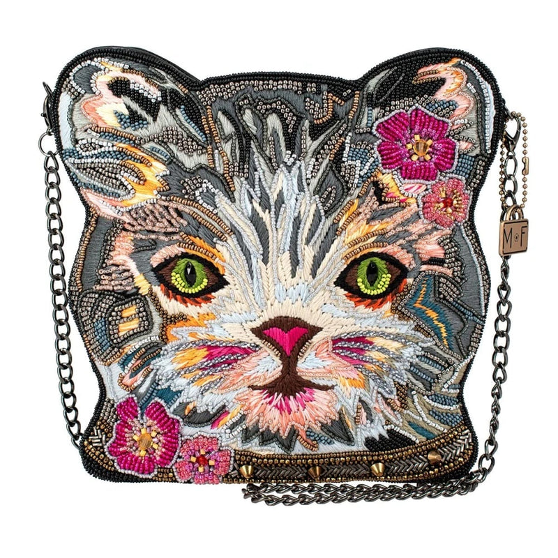 Mary Frances Cattitude Cat Crossbody Handbag Crossbody Handbag Leather Gray Black