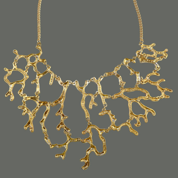 Off White Enamel Coral Branch Bib Necklace & Earring Set - ILoveThatGift
