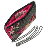 Mary Frances Fierce Beaded Embroidered Glammed Up Phone Glasses Bag Black