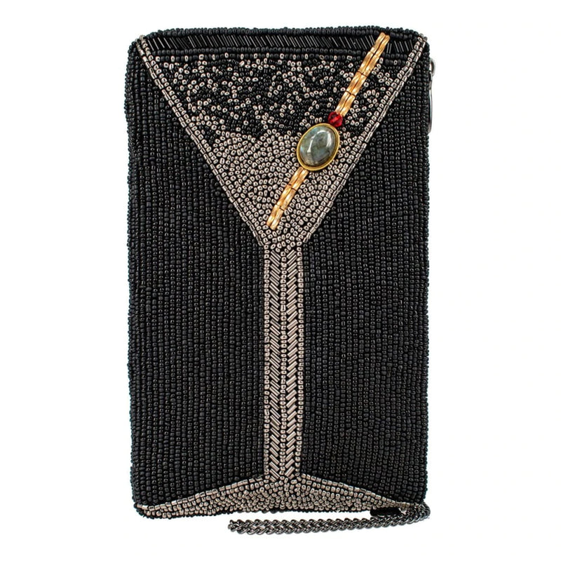 Mary Frances Fierce Beaded Embroidered Make it Dirty Martini Phone Bag Black