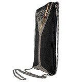 Mary Frances Fierce Beaded Embroidered Make it Dirty Martini Phone Bag Black
