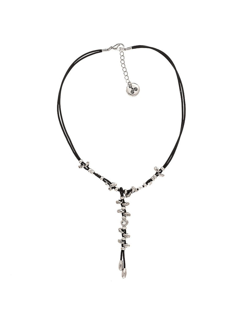 Handmade Black Leather Sterling Silver Bead Necklace Trades Haim Shahar - ILoveThatGift