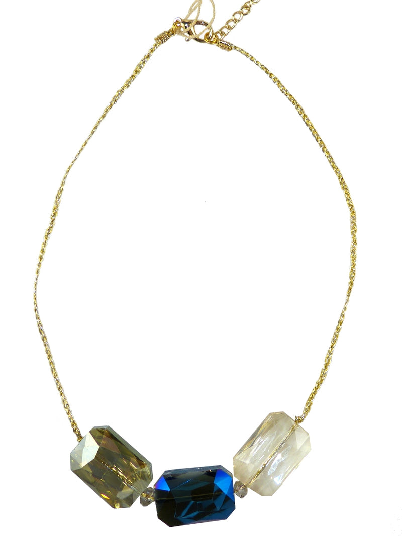 Chunky Crystal Necklace Braided Gold Thread Sage Blue Topaz Margot Elly Preston - ILoveThatGift