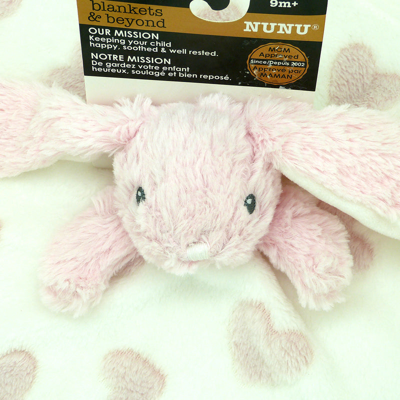 Blankets and Beyond Soft Pink Pink Bunny NUNU with Hearts Baby Security Blanket