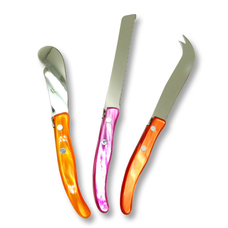 NEW Claude Dozorme Three Piece Laguiole Knife Gift Set Red Pink Orange - ILoveThatGift