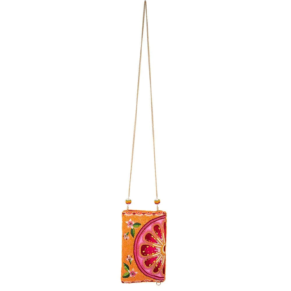 Mary Frances Fierce Beaded Embroidered Sun Sweet Crossbody Phone Bag Glasses Orange