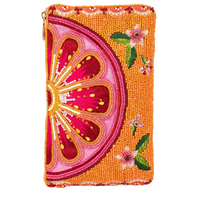 Mary Frances Fierce Beaded Embroidered Sun Sweet Crossbody Phone Bag Glasses Orange