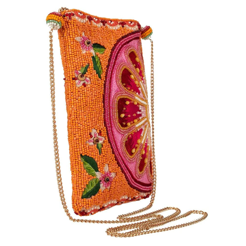 Mary Frances Fierce Beaded Embroidered Sun Sweet Crossbody Phone Bag Glasses Orange