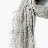 Chan Luu Scarf Soft Cashmere Silk Wrap White Glacier Leopard Print 281
