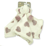Blankets and Beyond Soft White Elephant NUNU with Rose Hearts Baby Security Blanket